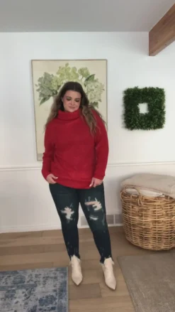 Steady Pace Roll Neck Sweater In Red