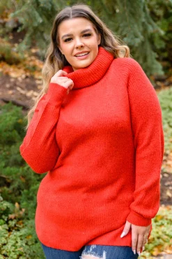 Steady Pace Roll Neck Sweater In Red