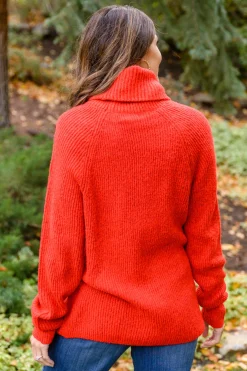 Steady Pace Roll Neck Sweater In Red