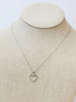 Sterling Silver Pave Heart Pendant Necklace