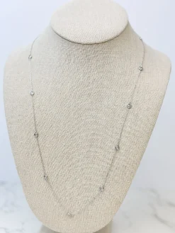 Sterling Silver Pave Station Necklace