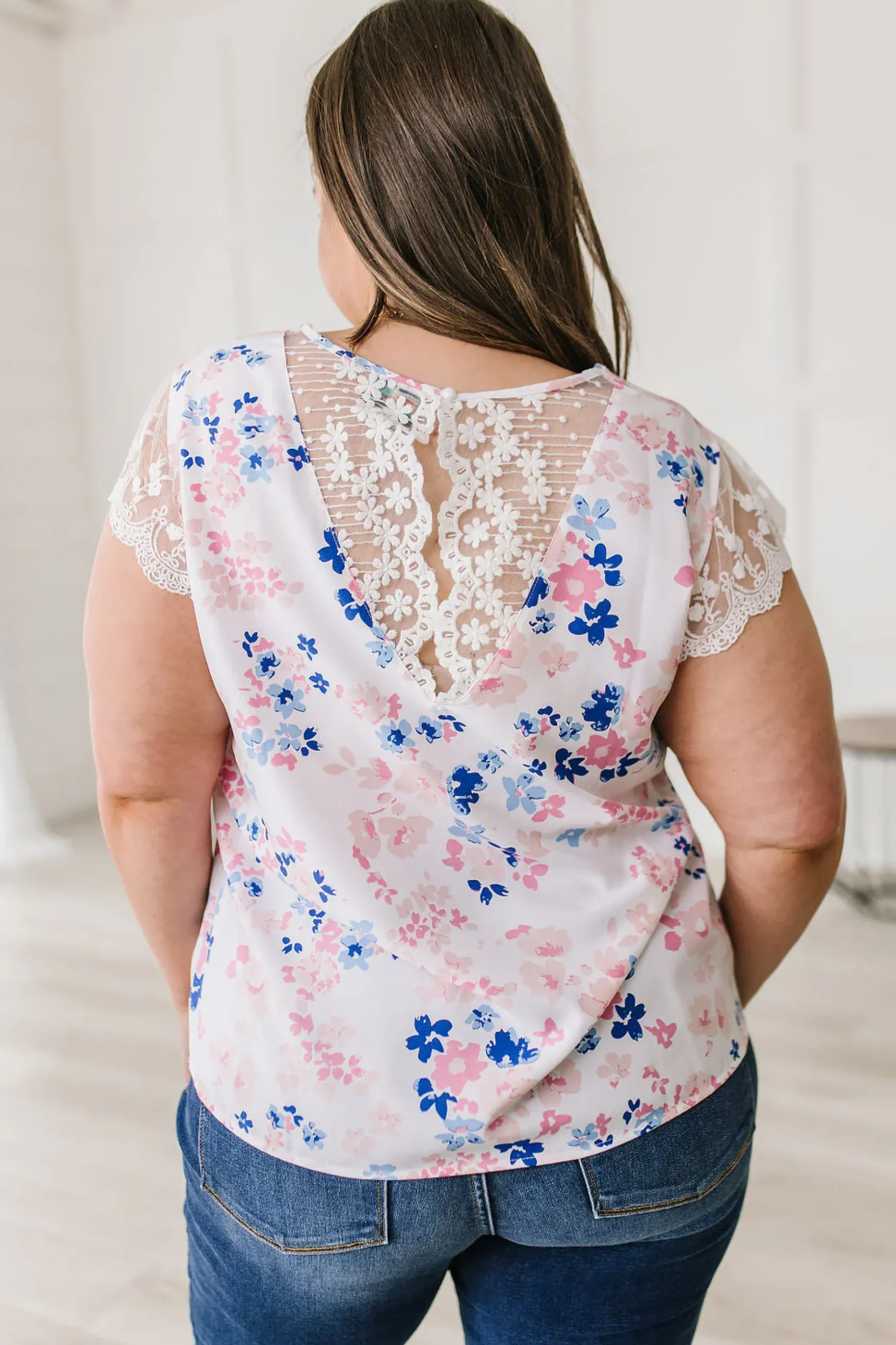 Still the One Lace Sleeve Floral Top