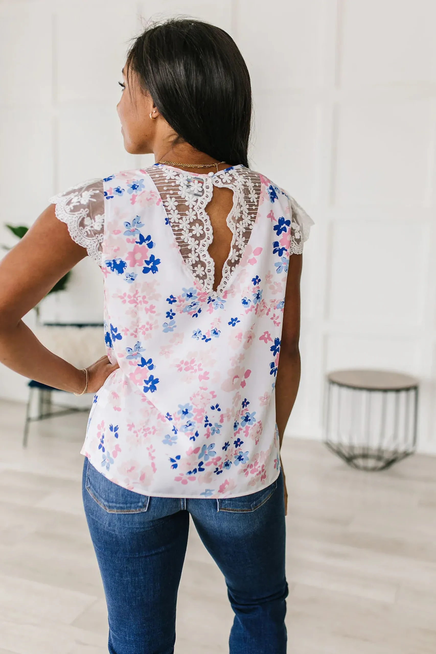 Still the One Lace Sleeve Floral Top
