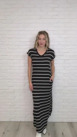 Striped Maxi Dress In Black