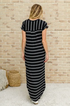 Striped Maxi Dress In Black