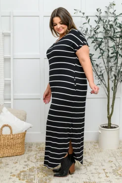 Striped Maxi Dress In Black