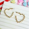 Studded Gold Heart Hoop Earrings - Ivory