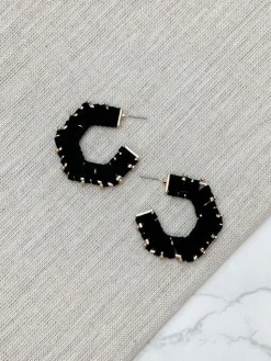 Studded Suede Hoop Earrings