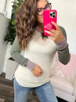 Suave Stripes Raglan Top