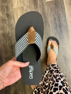 Summer Break by Corkys - Black White Stripe