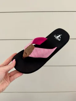 Summer Break by Corkys - Pink White Stripe