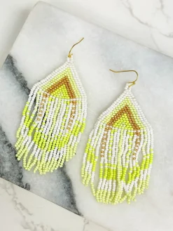 Summer Fringe Dangle Earrings - Yellow