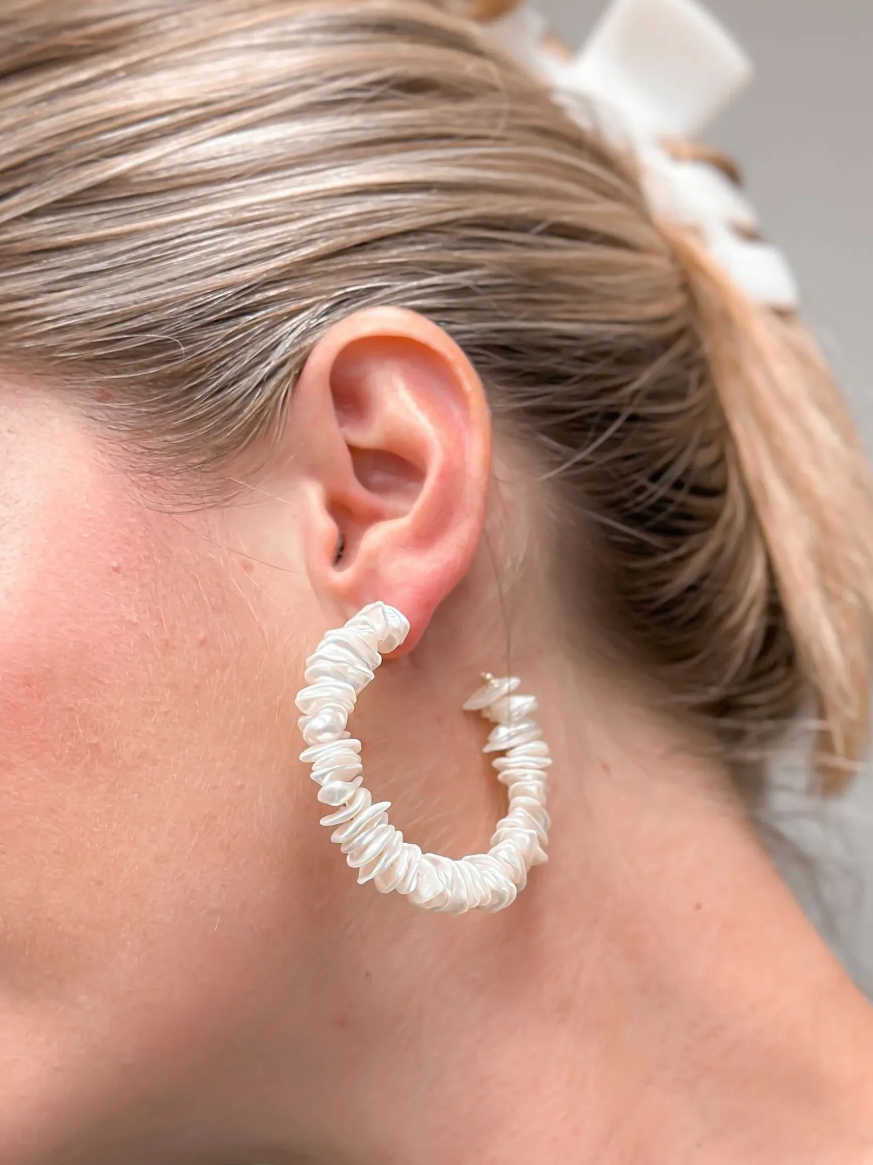 Summer Pearl Hoop Earrings