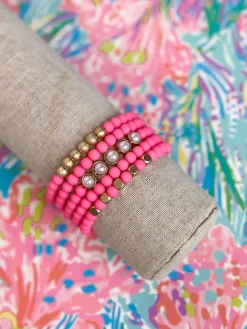 Summer Pearl Magnetic Bracelet Stack - Pink