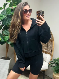 Sun or Shade Zip Up Jacket in Black