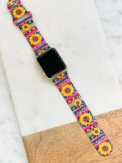 Sunflower Serape Silicone Watch Band - S/M