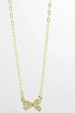 Sweet Bow Gold Necklace I-60 By Treasure Jewels