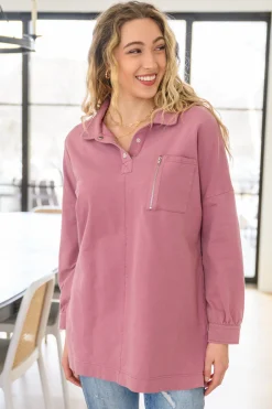 Sweet Crush Collar Pullover in Mauve
