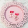 Sweetheart Pearl and Bow Dangle Earrings