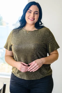 Sweetly Twinkle Short Sleeve Knit Top In Black