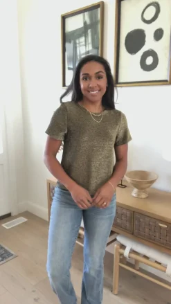 Sweetly Twinkle Short Sleeve Knit Top In Black