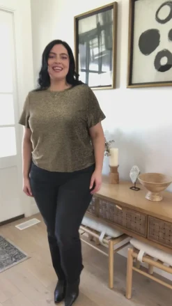 Sweetly Twinkle Short Sleeve Knit Top In Black