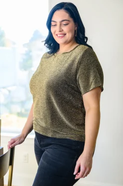 Sweetly Twinkle Short Sleeve Knit Top In Black