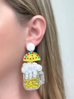 Tacos & Beer Beaded Dangle Earrings