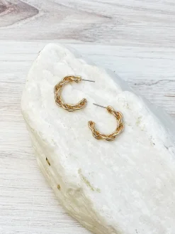 Tailored Twisted Hoop Earrings - Gold