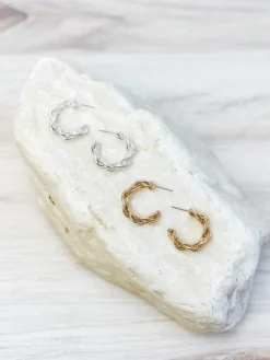 Tailored Twisted Hoop Earrings - Gold