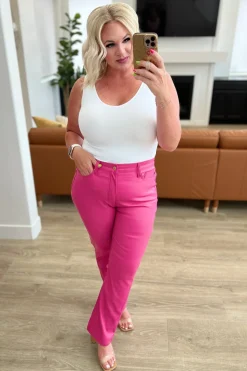 Tanya Control Top Faux Leather Pants in Hot Pink by Judy Blue
