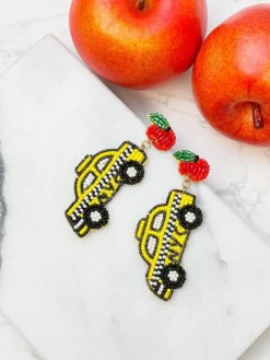 Taxi Beaded Dangle Earrings