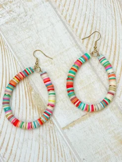 Teardrop Rubber Disc Dangle Earrings