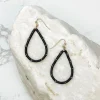 Teardrop Threaded Dangle Earrings - Black