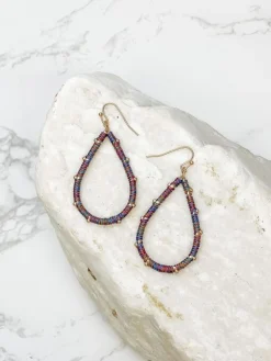 Teardrop Threaded Dangle Earrings - Metallic Multi