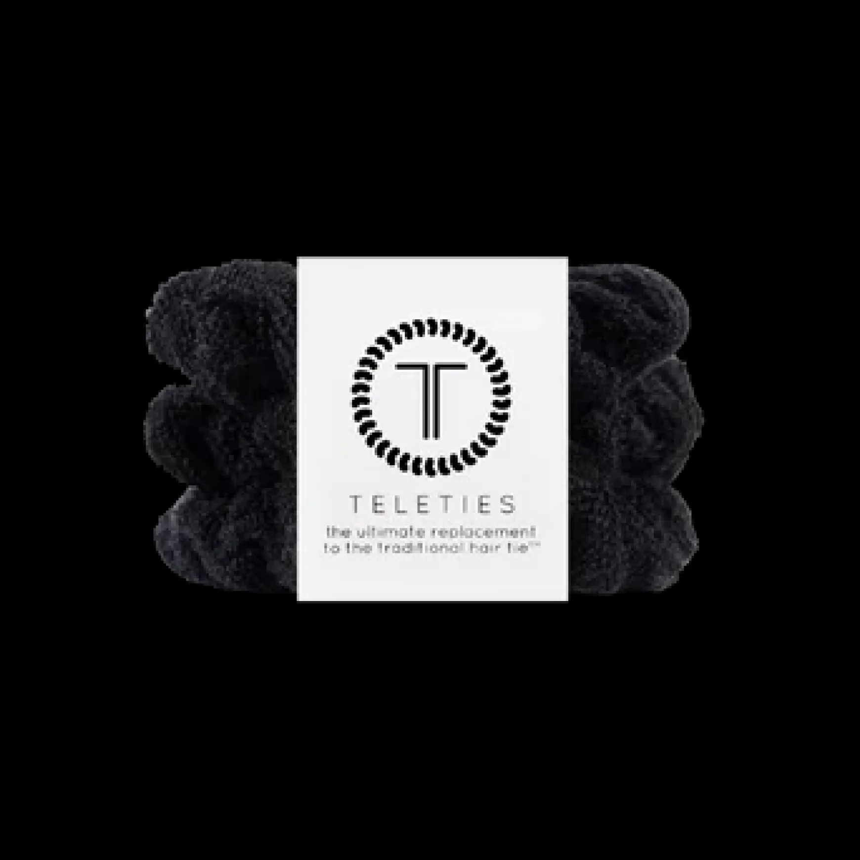 Teleties Terry Cloth Scrunchies - Large Band Pack of 3 - Jet Black