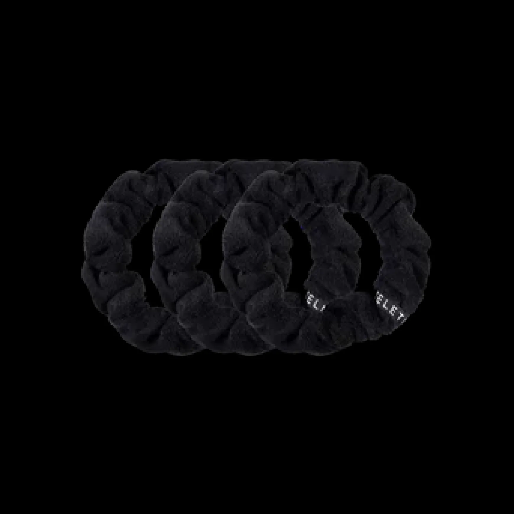 Teleties Terry Cloth Scrunchies - Large Band Pack of 3 - Jet Black