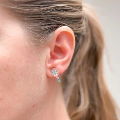 Tennis Racket Signature Enamel Stud Earrings