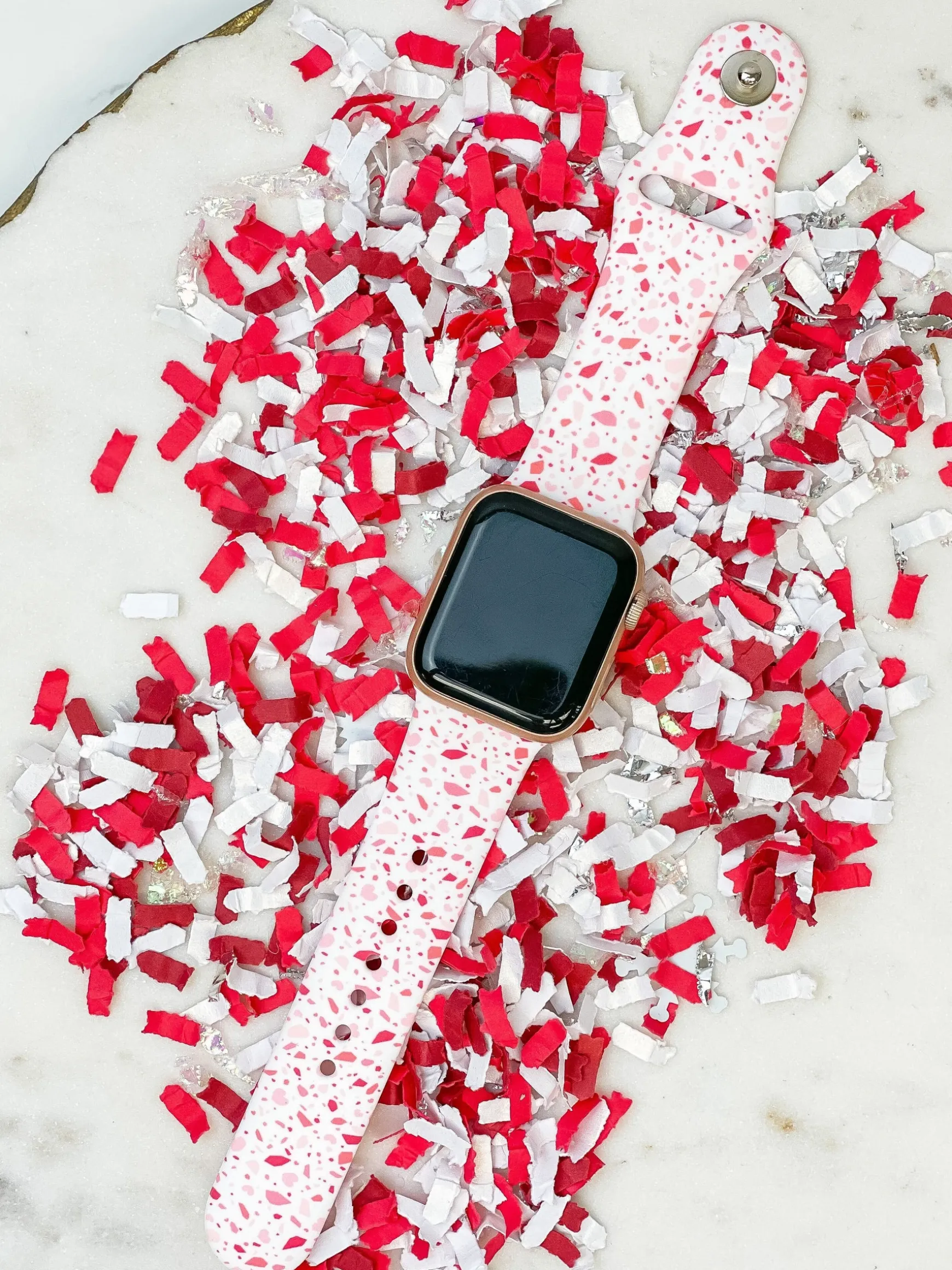 Terrazzo Heart Printed Silicone Smart Watch Band