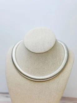 Textured Collar Necklace - Silver