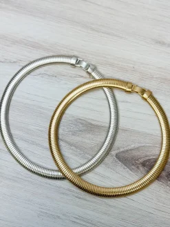 Textured Collar Necklace - Silver