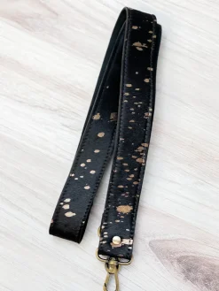 Textured Cowhide Purse Strap - Black & Rose Gold