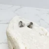 Textured Heart Stud Earrings - Silver