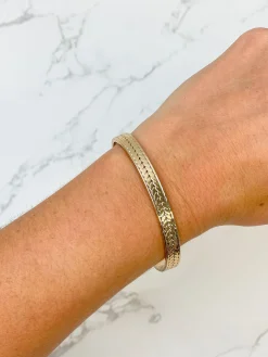 Textured Metal Cuff Bracelet - Gold