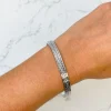 Textured Metal Cuff Bracelet - Silver