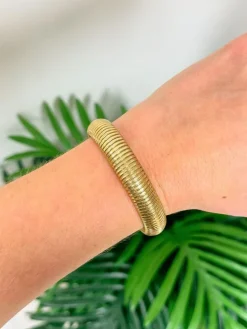 Textured Vintage Metal Bracelet - Gold