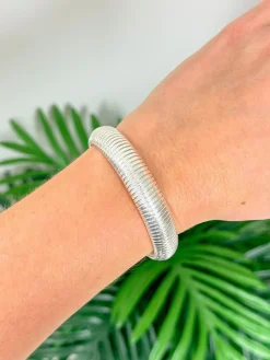 Textured Vintage Metal Bracelet - Silver