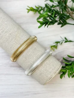 Textured Vintage Metal Bracelet - Silver