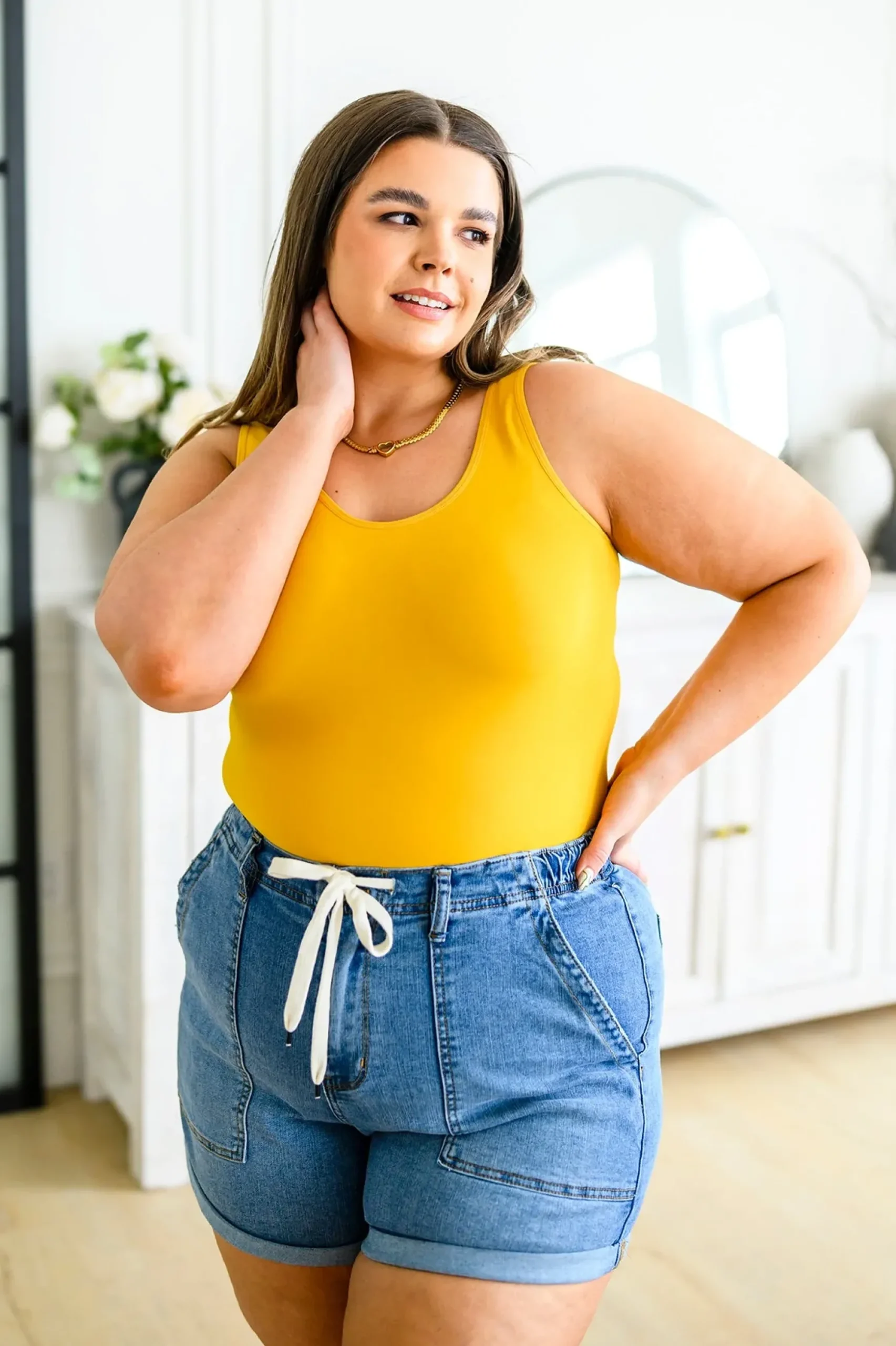 The Basics Reversible Longline Tank in Mustard - 4/8