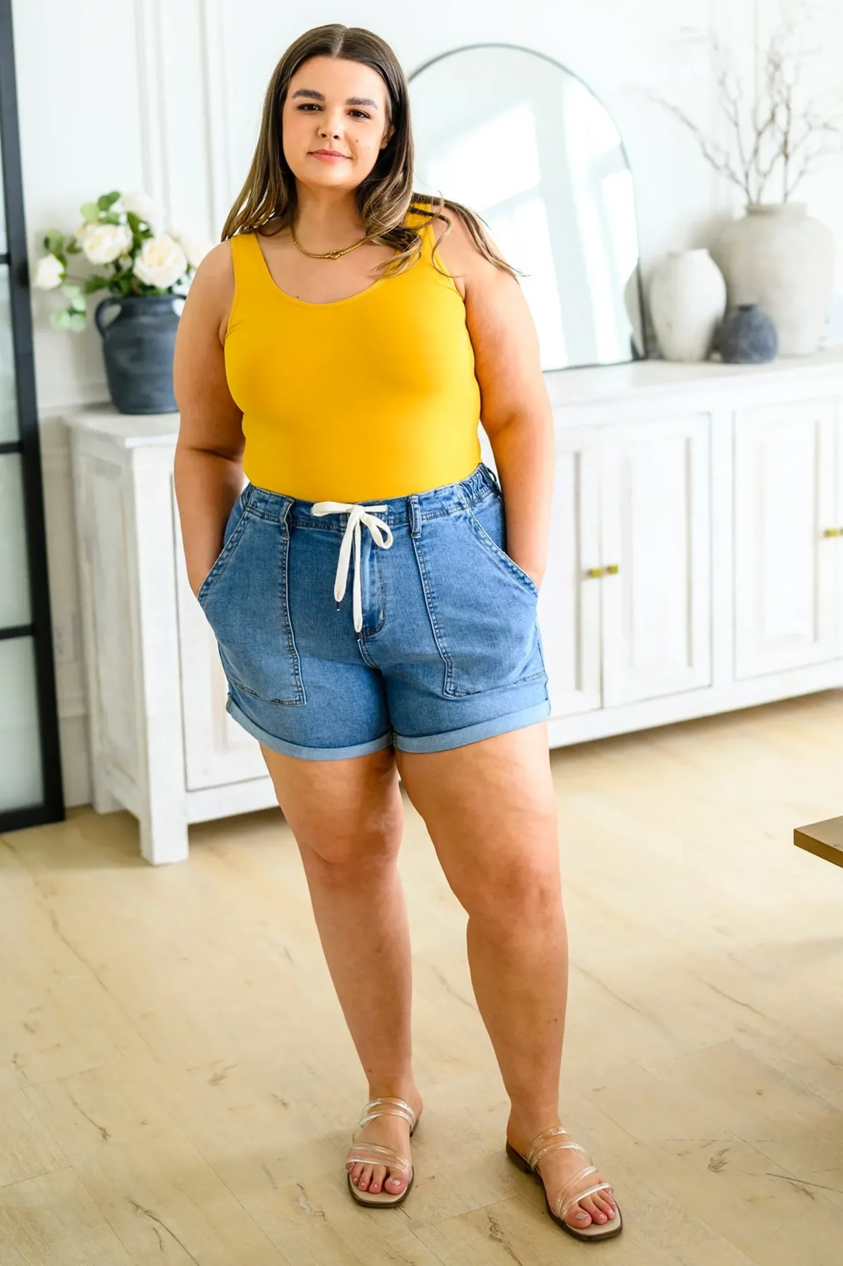 The Basics Reversible Longline Tank in Mustard - 4/8